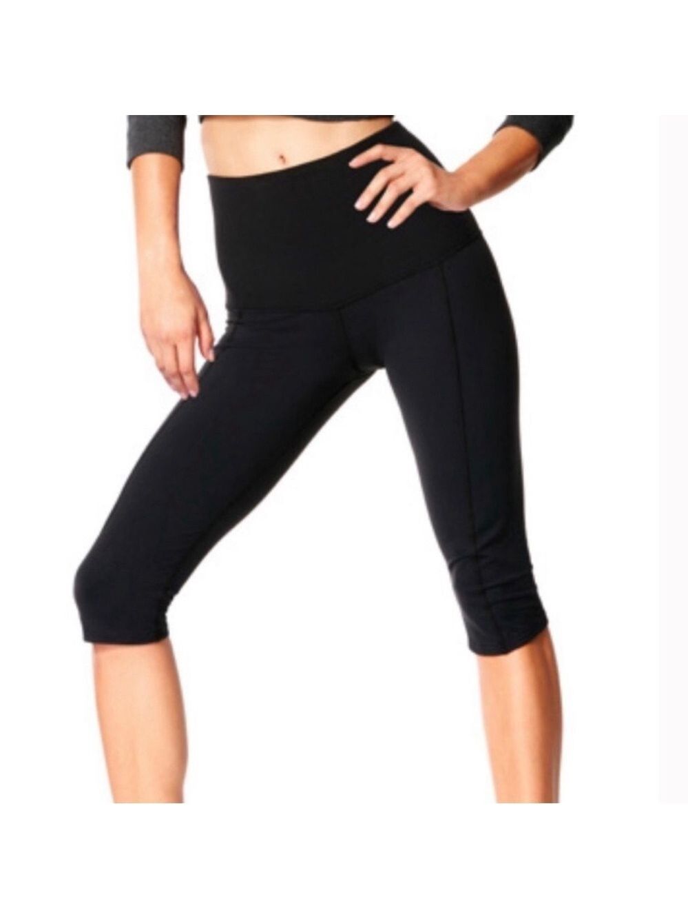 Karma Athletics Black Pedal Pusher Pants Legging Capris Belly Control Large